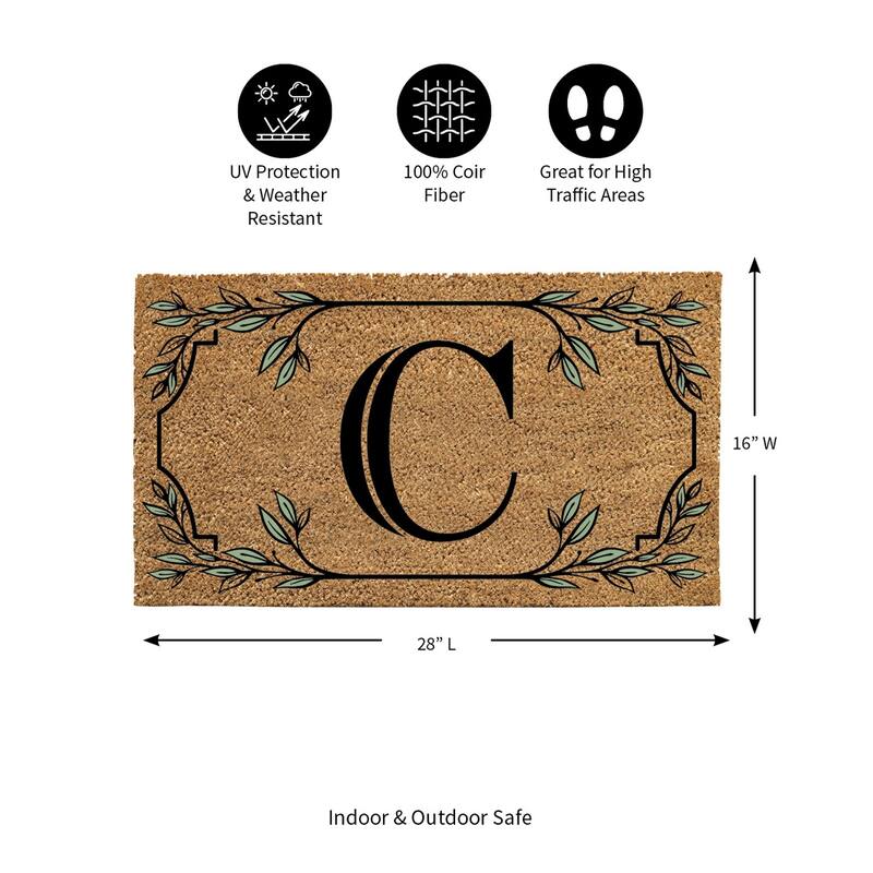 28 in. x 16 in. Monogram Coir Mat, Letter "C"