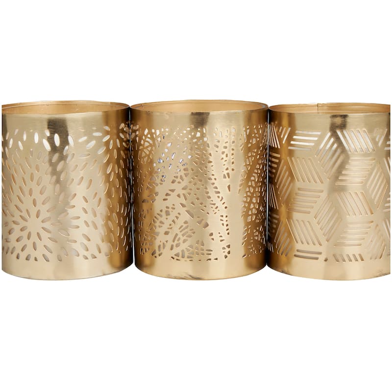 Gold or Copper or Silver Metal Scented 13 oz 1 Wick Geometric Candle with White Wax (Set of 3)