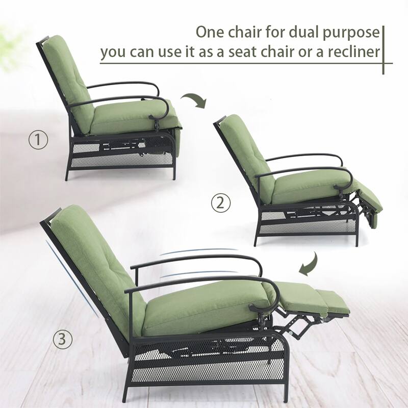 MAISON ARTS Adjustable Recliner Lounge Chair & Bistro Table Set - Perfect for Outdoor, Patio, Garden, and Porch