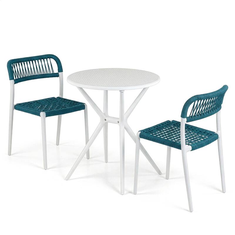 Belen Bates Blue White Outdoor Dining 2 Seats Set
