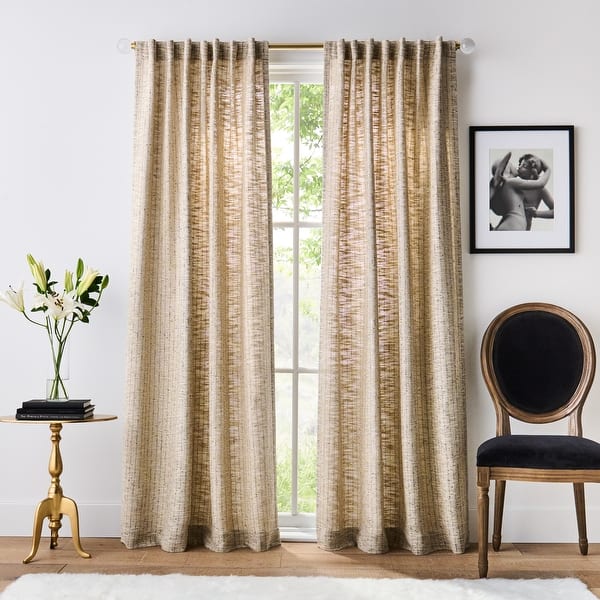 slide 2 of 5, Karl Lagerfeld Paris Metallic Tweed Curtain Panel Pair 84-in - 84 Inches