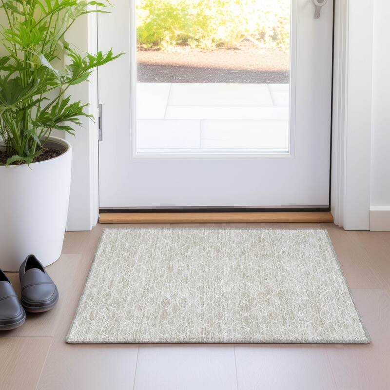 Premium Washable Super Soft Geo Scallops Mayfield Rug - Beige - 1'8" x 2'6"