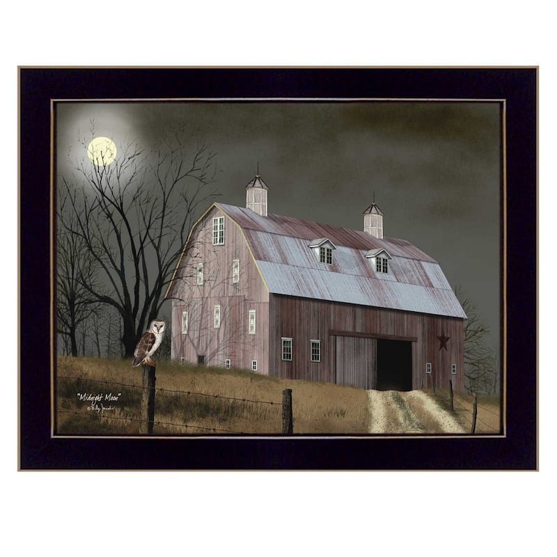 TrendyDecor4U Farmhouse "Midnight Moon" Framed Print Wall Art by Billy Jacobs - Earthtone
