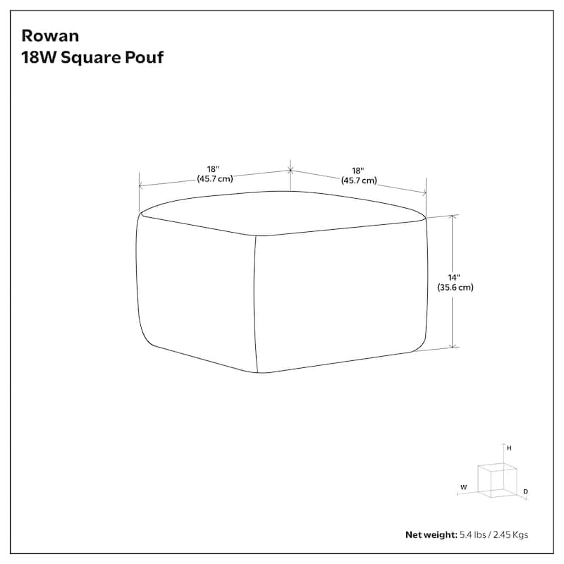 WYNDENHALL Rowan Hand Woven Cotton/Jute Square Pouf Ottoman in Natural and White