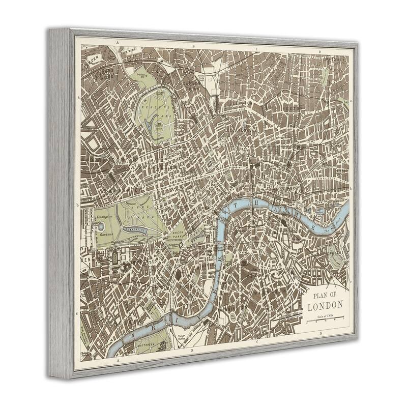 Stupell Vintage Blueprint Plant of London Framed Giclee Art Design By Phillipa Katz