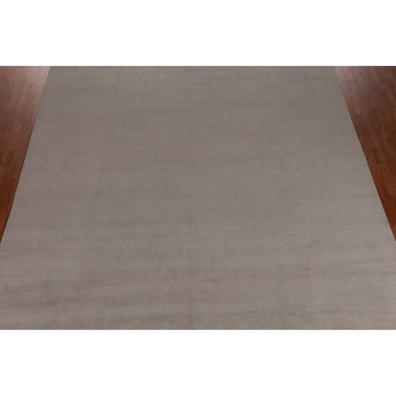 Hand Knotted Oriental 100% Wool Carpet Modern Solid Brown Gabbeh Area Rug - 13' 0'' X 10' 3''