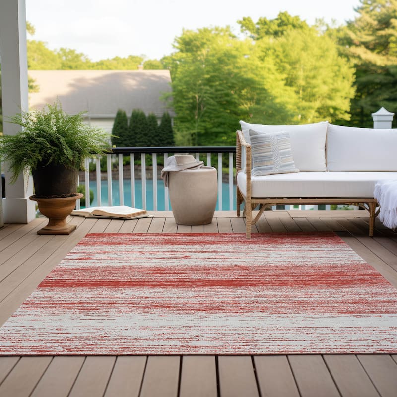 Machine Washable Indoor/ Outdoor Chantille Ombre Stripes Rug