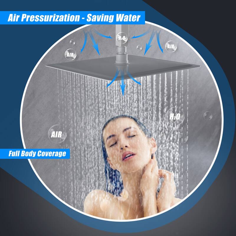 10" Square High Pressure Rain Shower Head,304 Stainless Steel Rain Shower Head