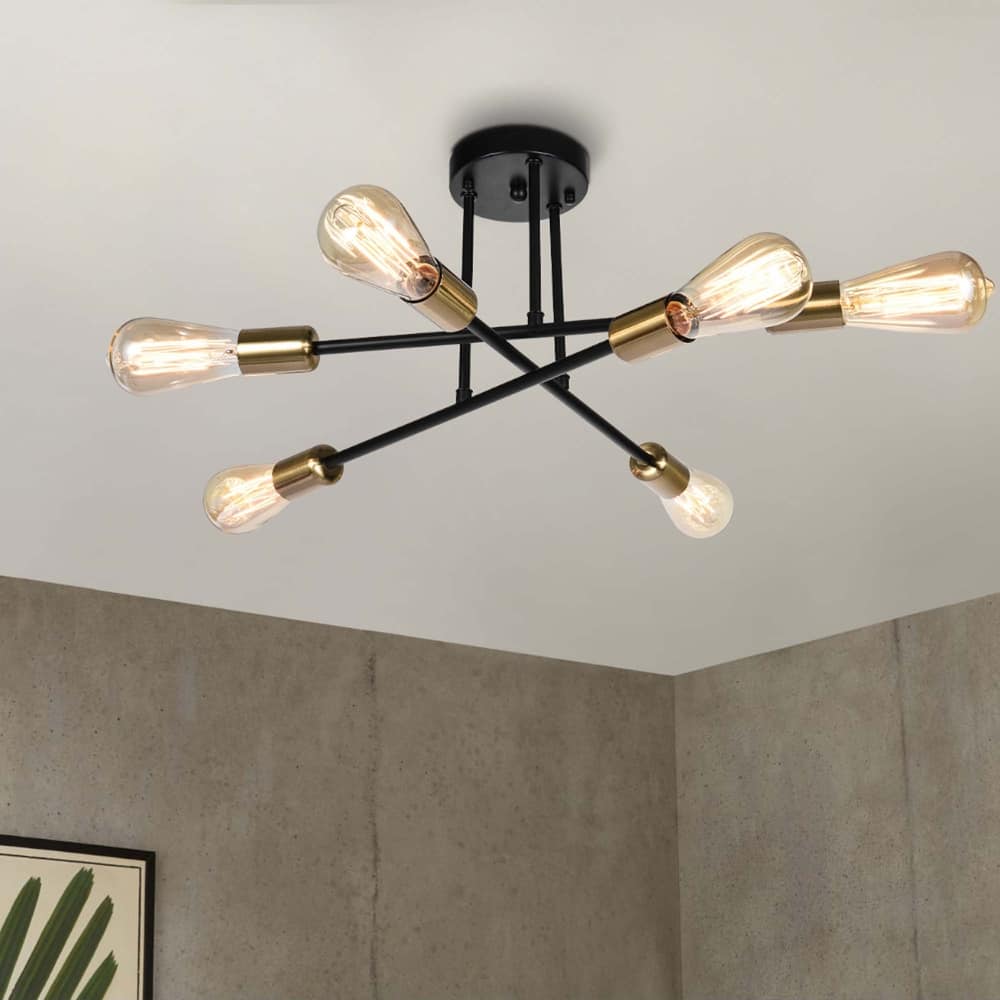 6 - Light Modern Metal 23.62'' Sputnik Semi-Flush Mount Ceiling Light