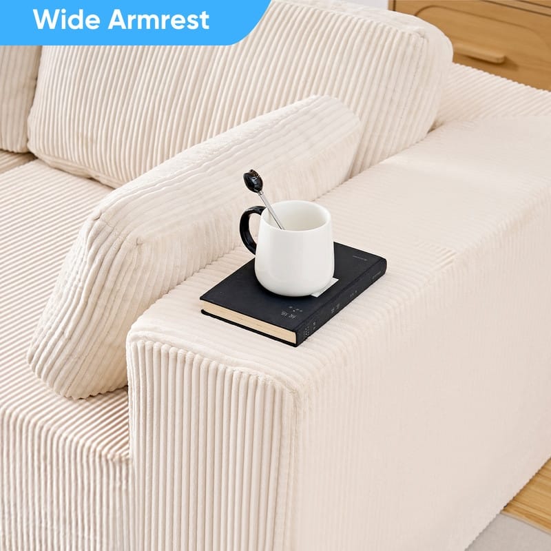 Mixoy 3-Pcs Free Combination Modular Sectional Sofas,Corduroy Compressed L-Shaped Sofa with Flexible Configuration - 3-Seater