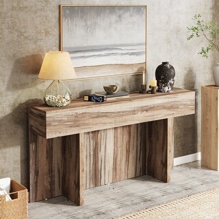 63 Inch Farmhouse Console Table, Rustic Wood Entryway Table with ...