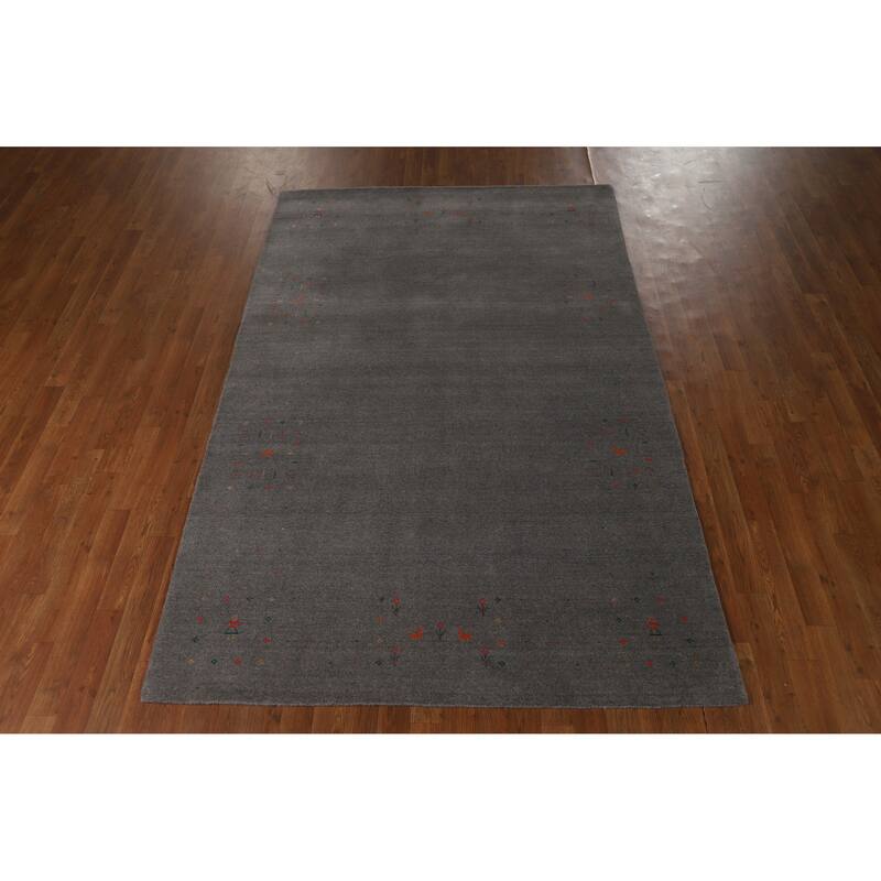 Hand Knotted Oriental 100% Wool Carpet Tribal Tribal Greys & Charcoal Gabbeh Area Rug - 8' 2'' X 5' 2''