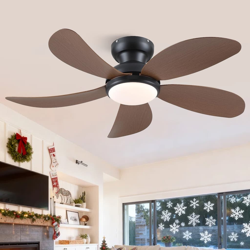 42 Inches Flush Mount Ceiling Fan with Light DC Motor Reversible Ceiling Fan - 42 Inches