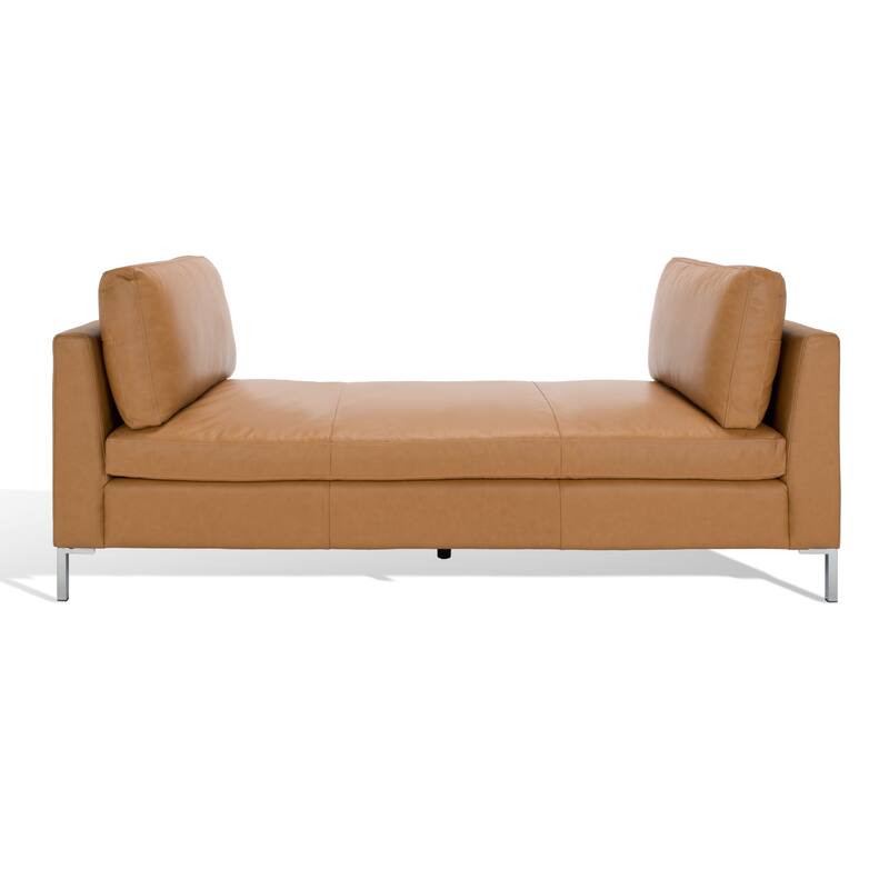 SAFAVIEH Couture Shirl Leather Bench - 81 In W x 32 In D x 34 In H - 81Wx32Dx34H