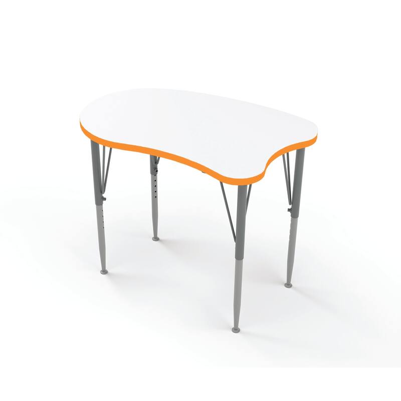 Tot Mate Versa Kids Desk Curve Shape Large Laminate Surface 38.75" x 24" Classroom Table - Adjustable Height 14-23" - Orange Grove