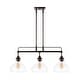 preview thumbnail 7 of 10, Abbott 32.5" 3-Light Farmhouse Industrial Iron/Glass Linear LED Pendant, Oil Rubbed Bronze/Clear by JONATHAN Y