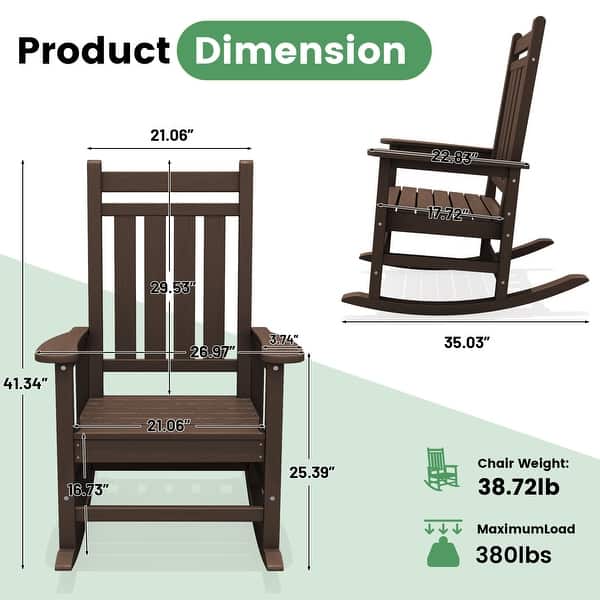 dimension image slide 0 of 15, Modern High-Back Rocking Adirondack Chair All Weather