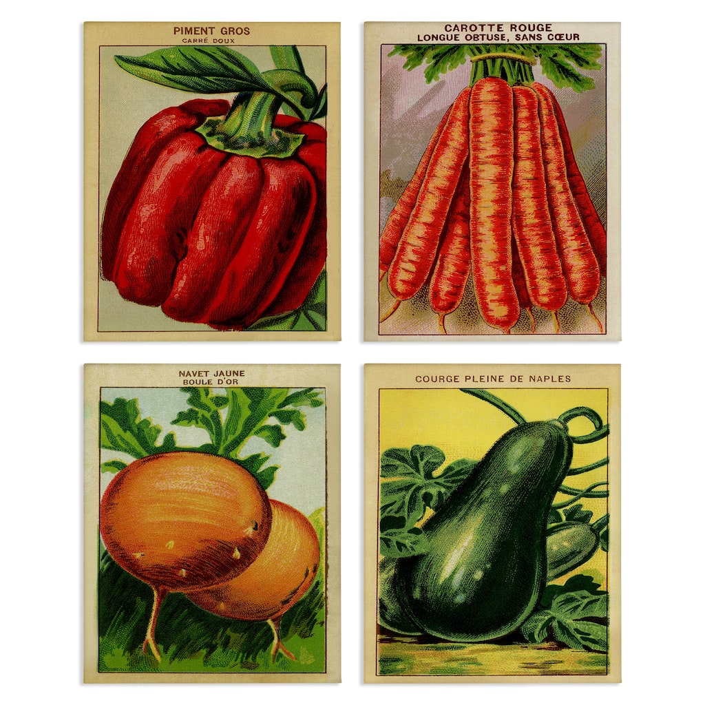 Stupell Rustic Garden Vegetables Canvas Wall Art Design By Lil' Rue (Set of 4)