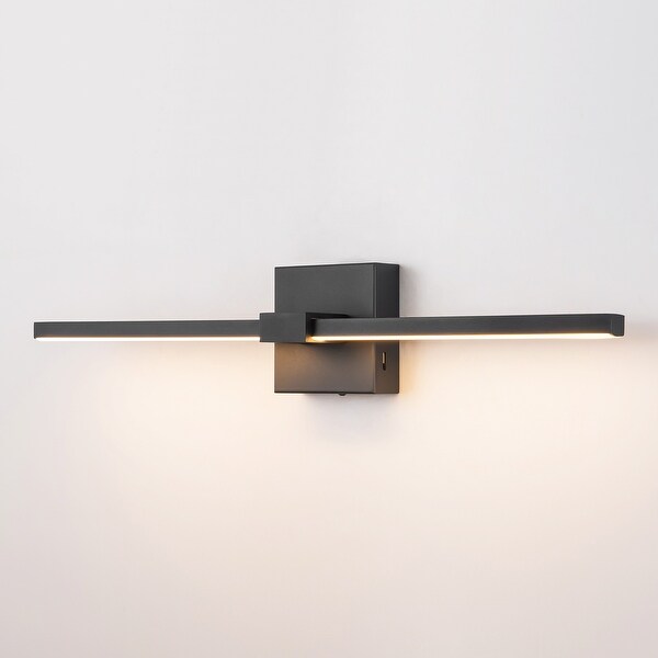 1 Light Modern Black Aluminum Linear Wall Light Strip Dimmable Integrated LED Bathroom Vanity Light On Sale Bed Bath Beyond 39718473
