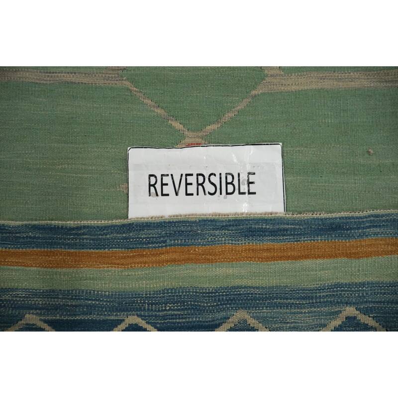 Hand Woven Oriental 100% Wool Carpet Southwestern Tribal Green Kilim Area Rug - 10' 4'' X 10' 0''