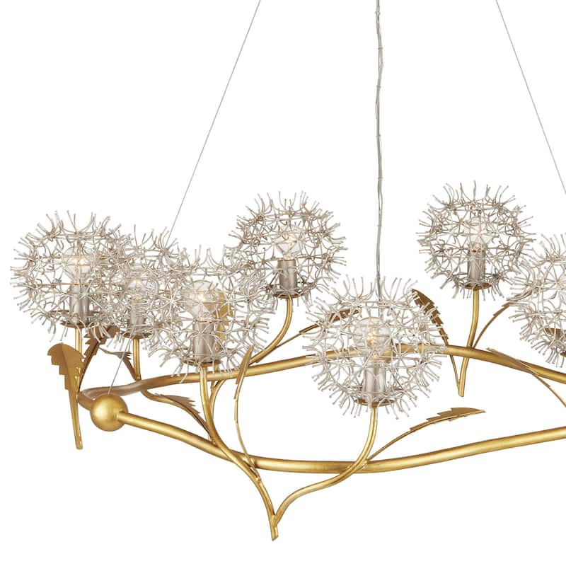 Currey & Company Dandelion Silver & Gold Chandelier - 15"h x 38.5"dia