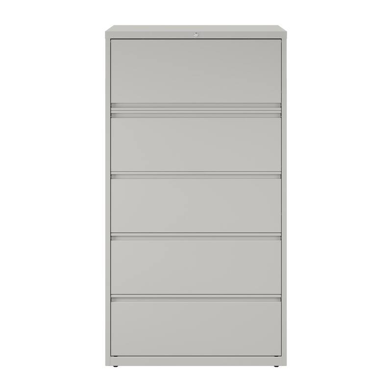 Hirsh 36-in Wide HL10000 Series 5 Drawer Lateral File Cabinet with Posting Shelf and Roll-Out Binder Storage, White