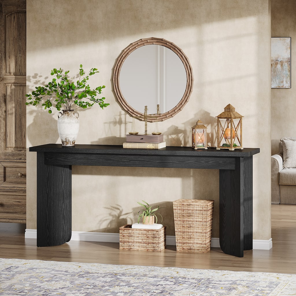 70.9'' Wood Farmhouse Sofa Console Table with Pedestal for Entryway