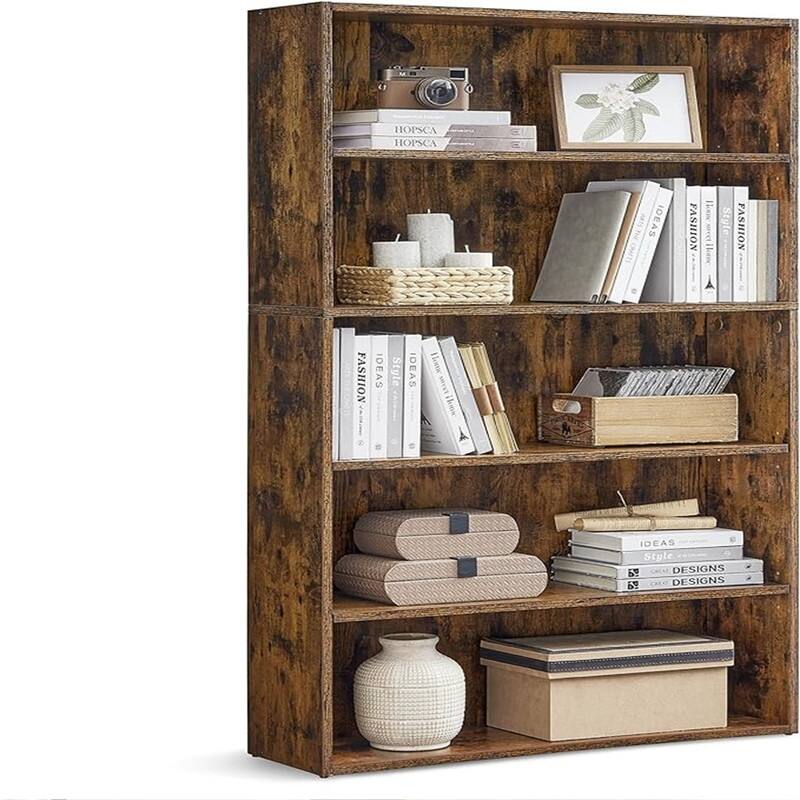 Bookshelf - 9.4"D x 31.5"W x 52.7"H - Rustic Brown