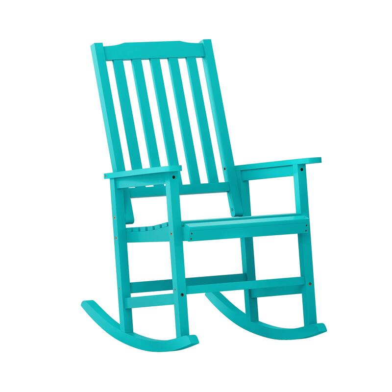 Acacia Wood Outdoor Rocking Chair, Traditional Porch Outdoor Rocker Chairs with Slatted - 43" H
