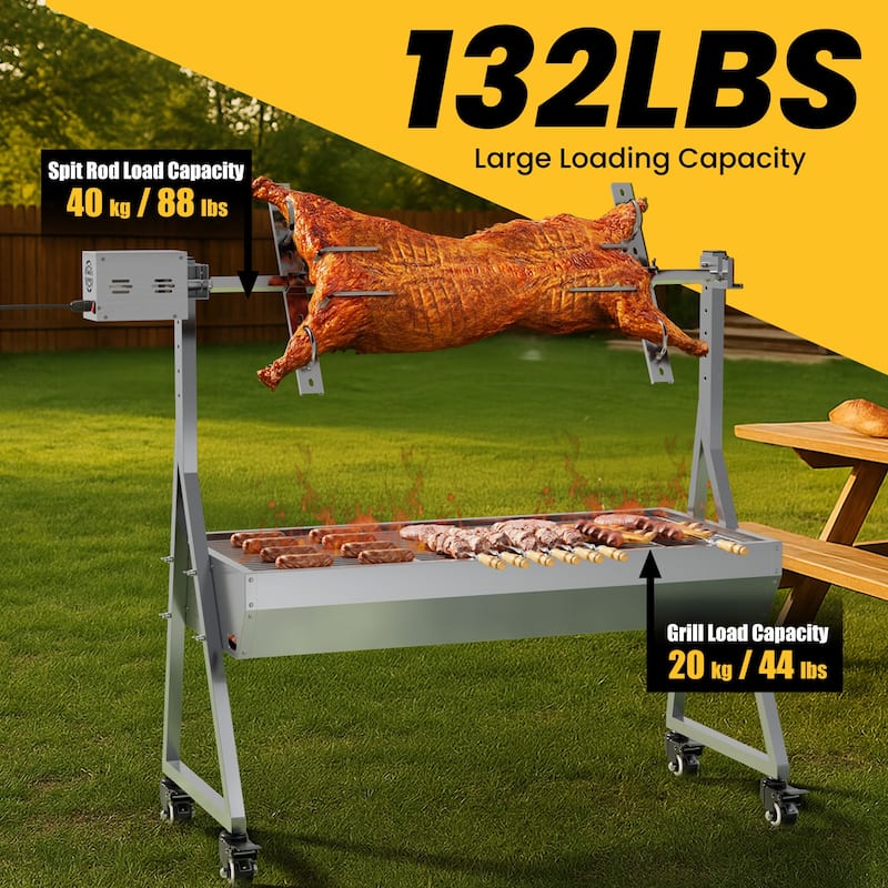 Charcoal Grill, Metal Steel Made Outdoor Smoker, Spit Rotisserie Grill Best Combo for Outdoor Garden Patio and Backyard Cooking