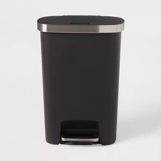 Plastic Locking Lid Step Trash Can Black - Bed Bath & Beyond - 40291605