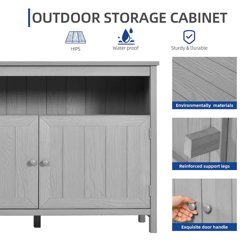 Moasis 44" Outdoor Sideboard Patio Console Table with Storage Cabinet and Shelves