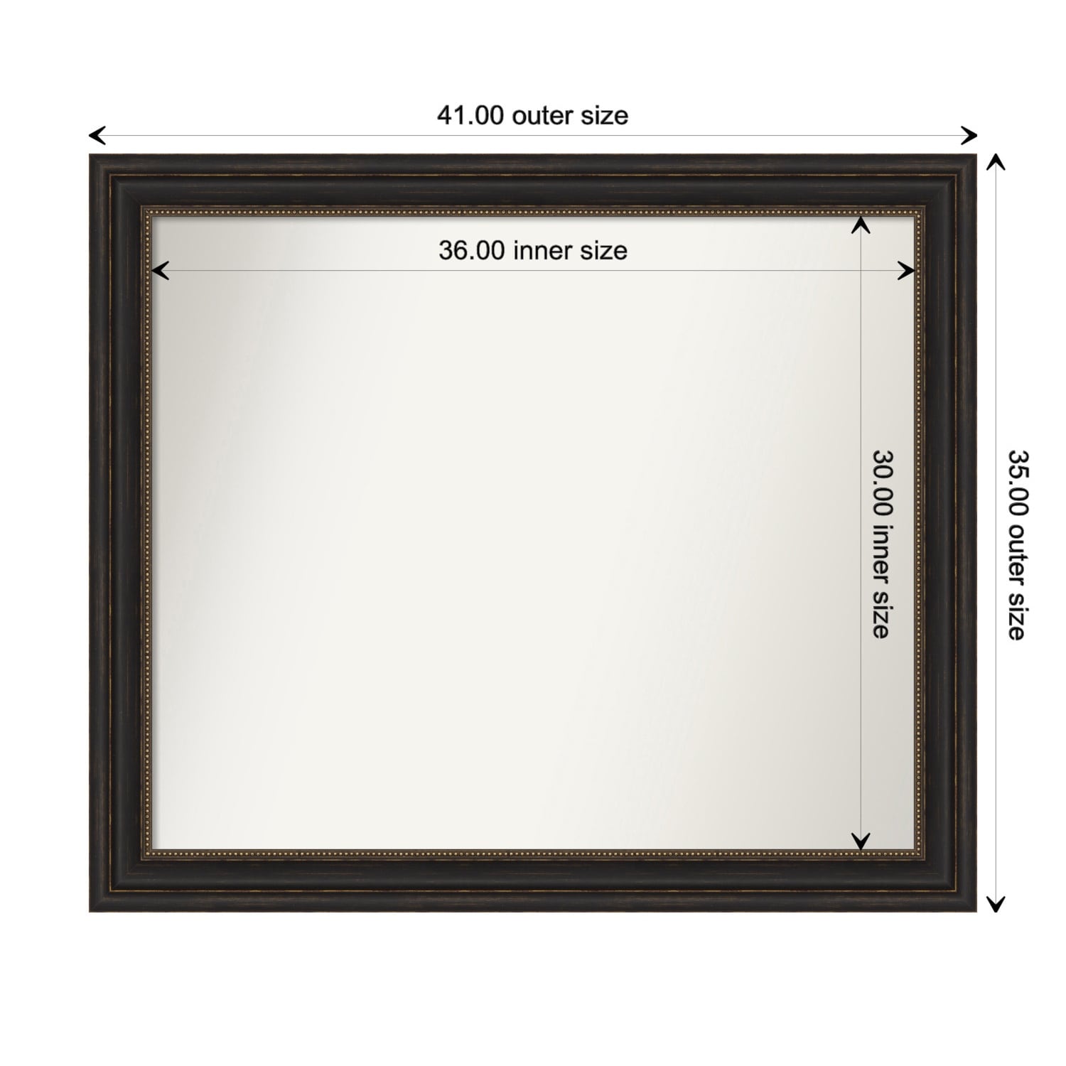 Accent Bronze Framed Non-Beveled Custom Wall Mirror, Bathroom Vanity Mirror