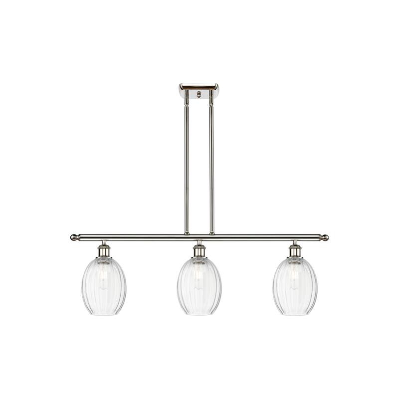 Innovations Lighting Endless Possibilities Ballston - Preston - 3 Light 36" Bulb Shade Stem Hung Island Light - Clear/Polished Nickel