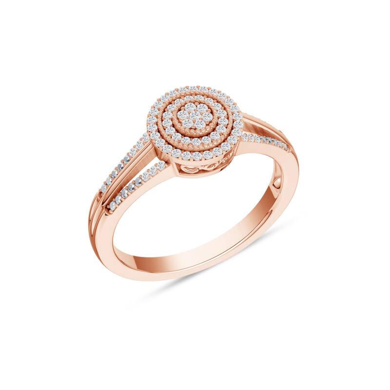 1/6ct TDW Diamond Cluster Halo Engagement Ring in 10K Rose Gold for Women