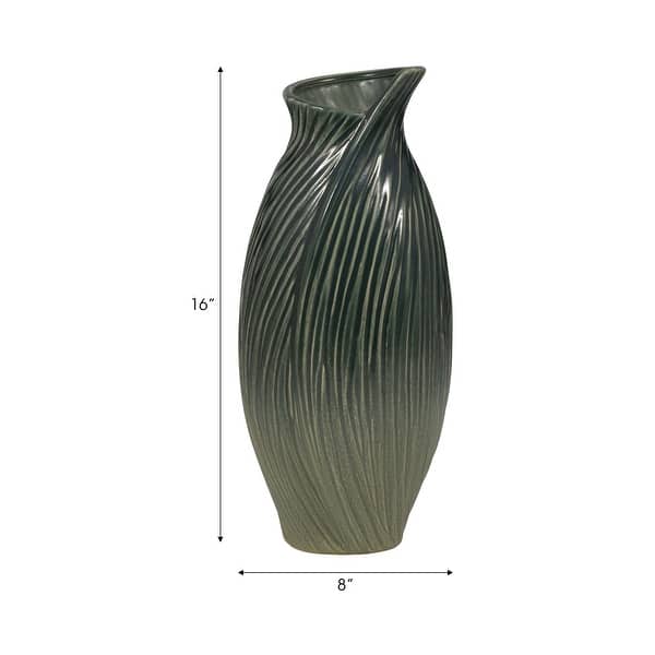 dimension image slide 2 of 4, Ceramic Stylish Rubpert Contemporary Vase - Green