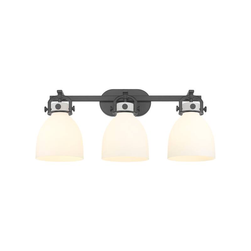 Innovations Lighting 410-3W-12-27 Newton Bell Vanity Newton Bell 3 - Matte Black / Matte White