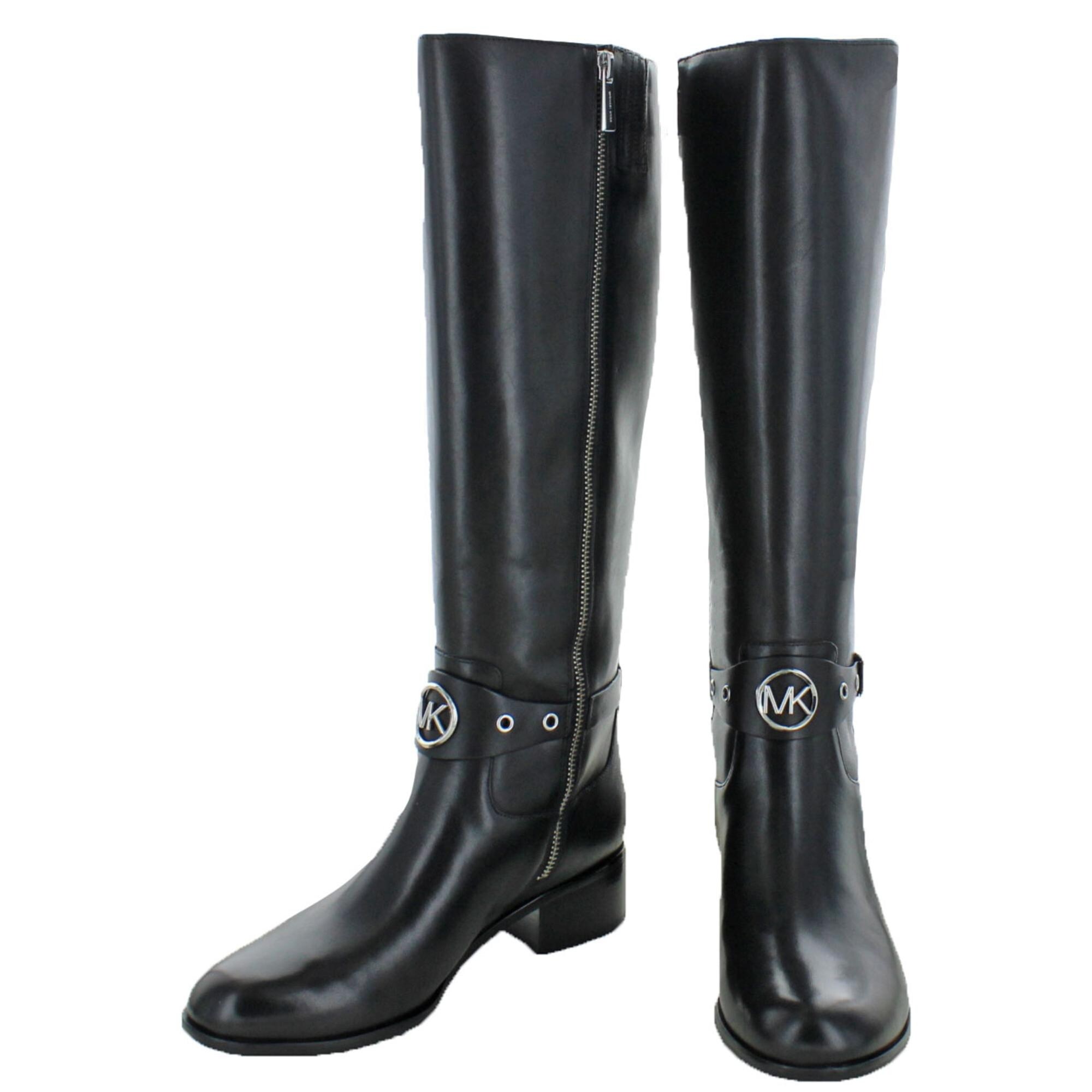 michael kors black leather knee high boots