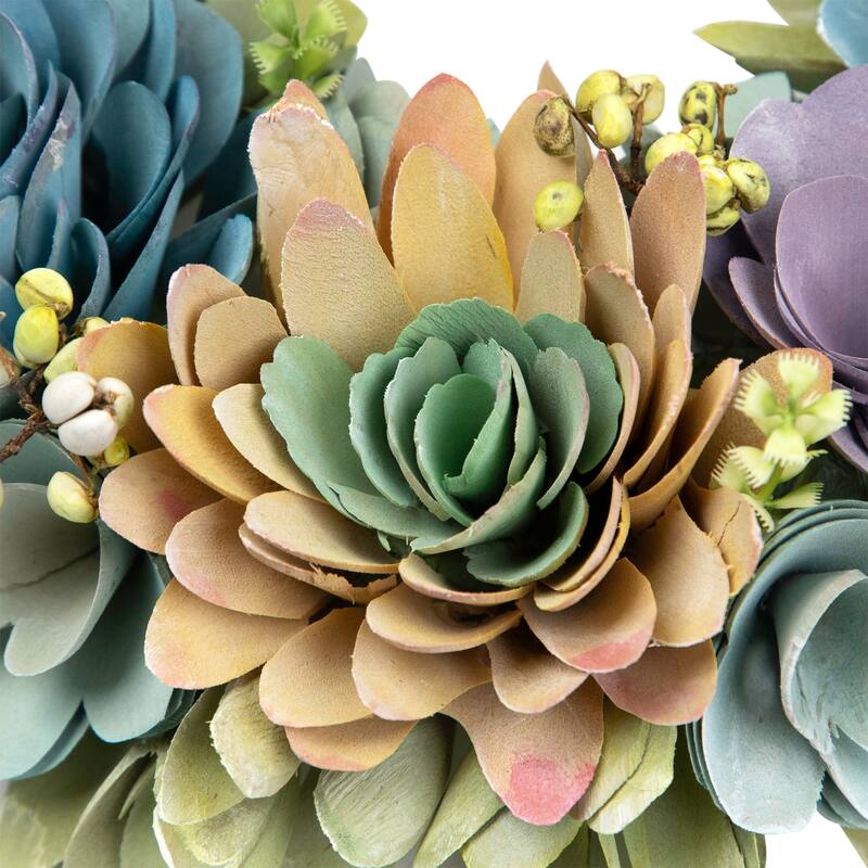 Artificial Floral Wooden Spring Wreath with Seed Pods - 14"