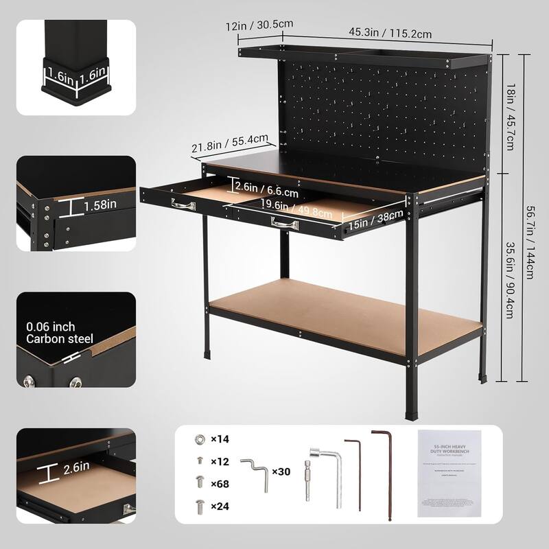 56 Inch Heavy Duty Workbench