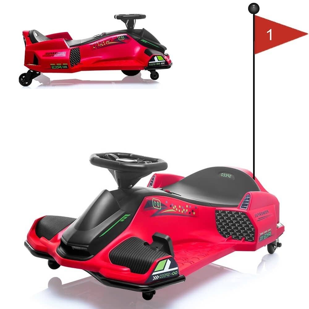 12V Ride-On Drift Car for Kids， Electric Go-Kart with Variable Speed