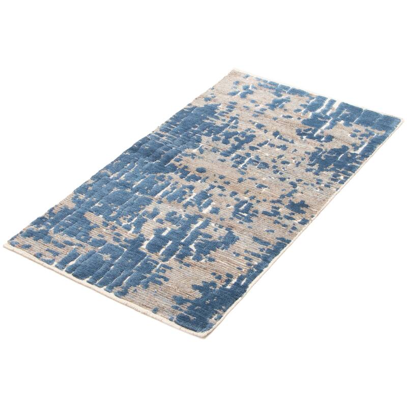 ECARPETGALLERY Hand-knotted Tangier Blue Wool Rug - 2'10 x 5'0