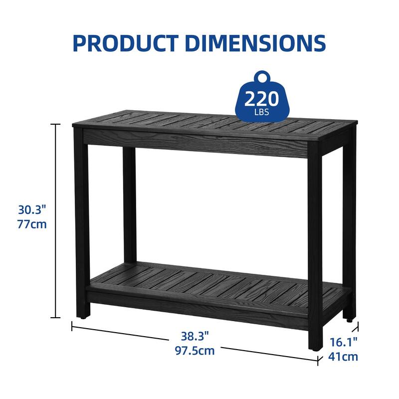 Moasis Outdoor Console Table with Storage Shelves - 38.3"x16.1"x30.3" - Black