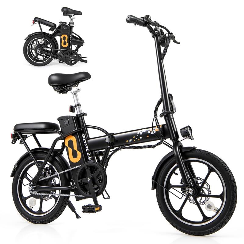 Goplus 16" Folding E-Bike Portable Electric Bicycle with Peak 650 W - without Rear Bike Basket