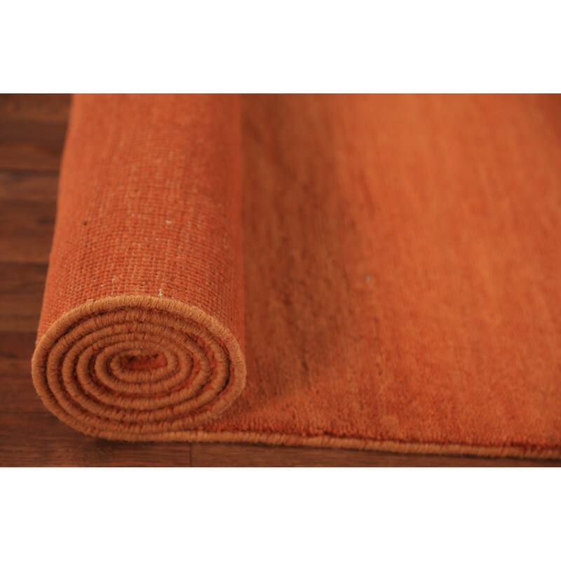Orange Gabbeh Oriental Runner Rug Hand-Knotted Wool Carpet - 3'0" x 9'10"