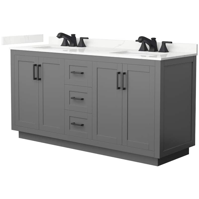 Wyndham Collection WCF292966D-QTZ-US3MXX Miranda 66" Free Standing - Dark Gray / Giotto Quartz Top / Matte Black