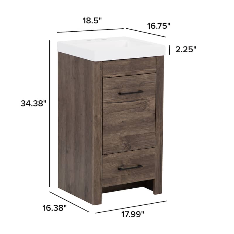 Spring Mill Nixie 18.5" Small Bathroom Vanity With Cabinet, Drawer, and White Sink Top