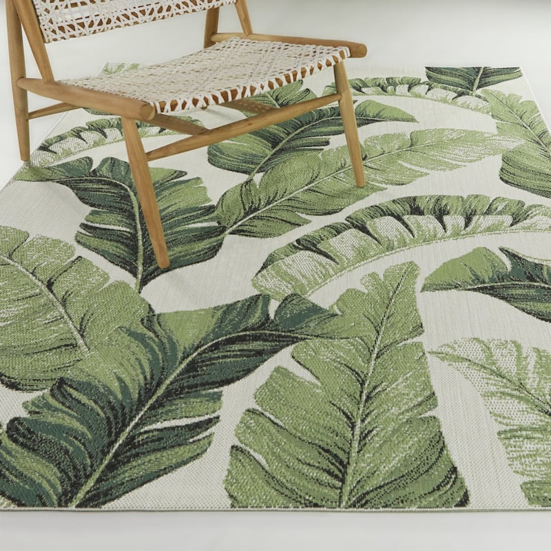 Estrin Tropical Leaf Indoor/Outdoor Area Rug - 7'10" x 10' - Green