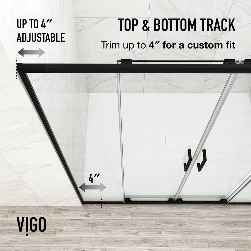 VIGO Paloma 56 to 60 in. W x 74 in. H Semi-Frameless Double-Sliding Shower Door with Clear Tempered Glass