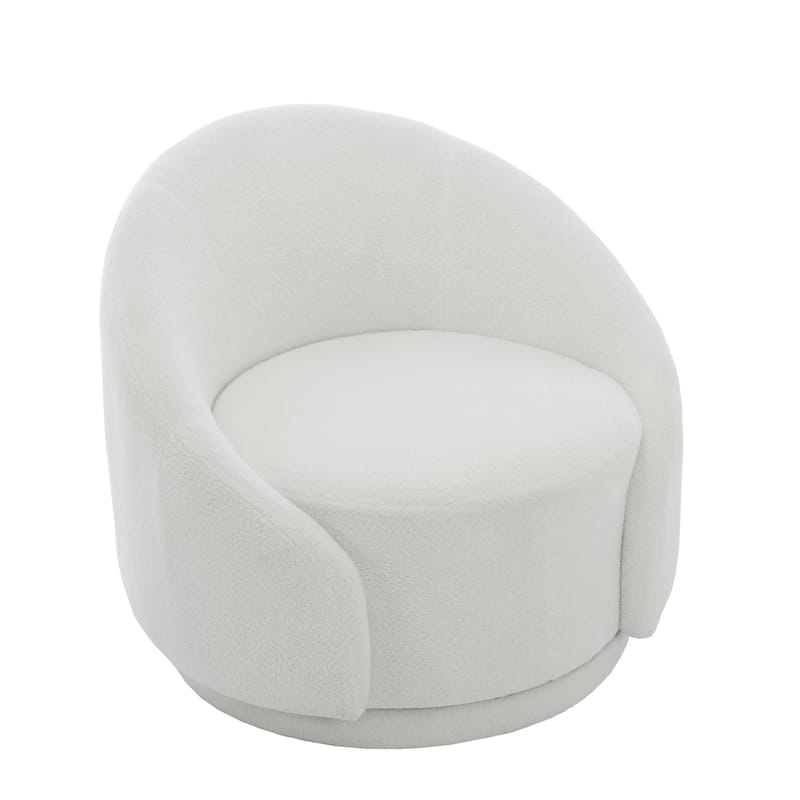 35" W Modern Upholstered Velvet/ Boucle Barrel Swivel Chair